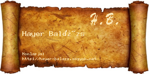 Hayer Balázs névjegykártya